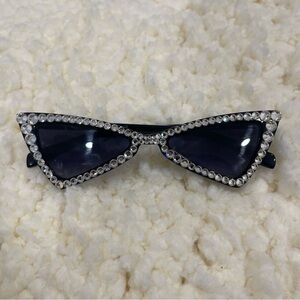 Black Rhinestone Cat-Eye Sunglasses